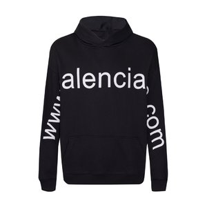 Balenciaga Clothing Hoodies Perfect Quality Black White Embroidery Unisex Cotton Hooded Top