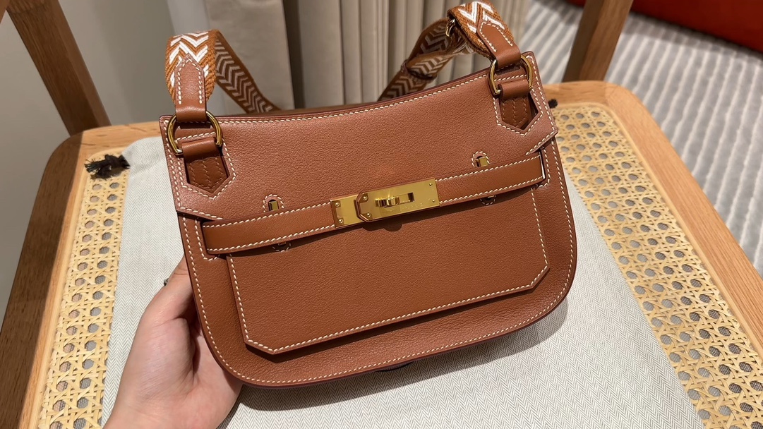 Mini Jypsiere Gold Swift Leather Handbag with Gold Hardware and Detachable Strap