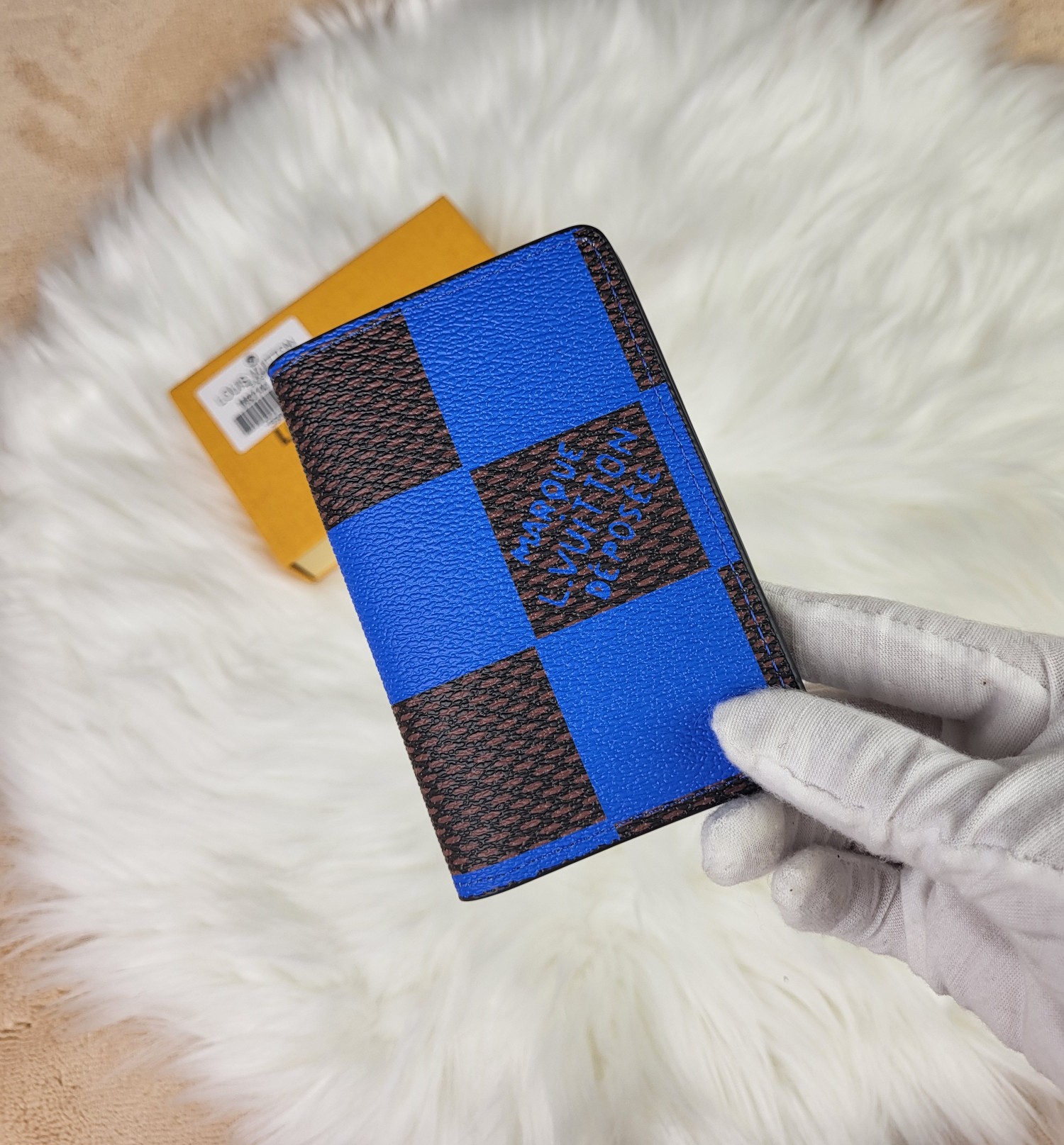 Close-up front view of a luxury leather card holder