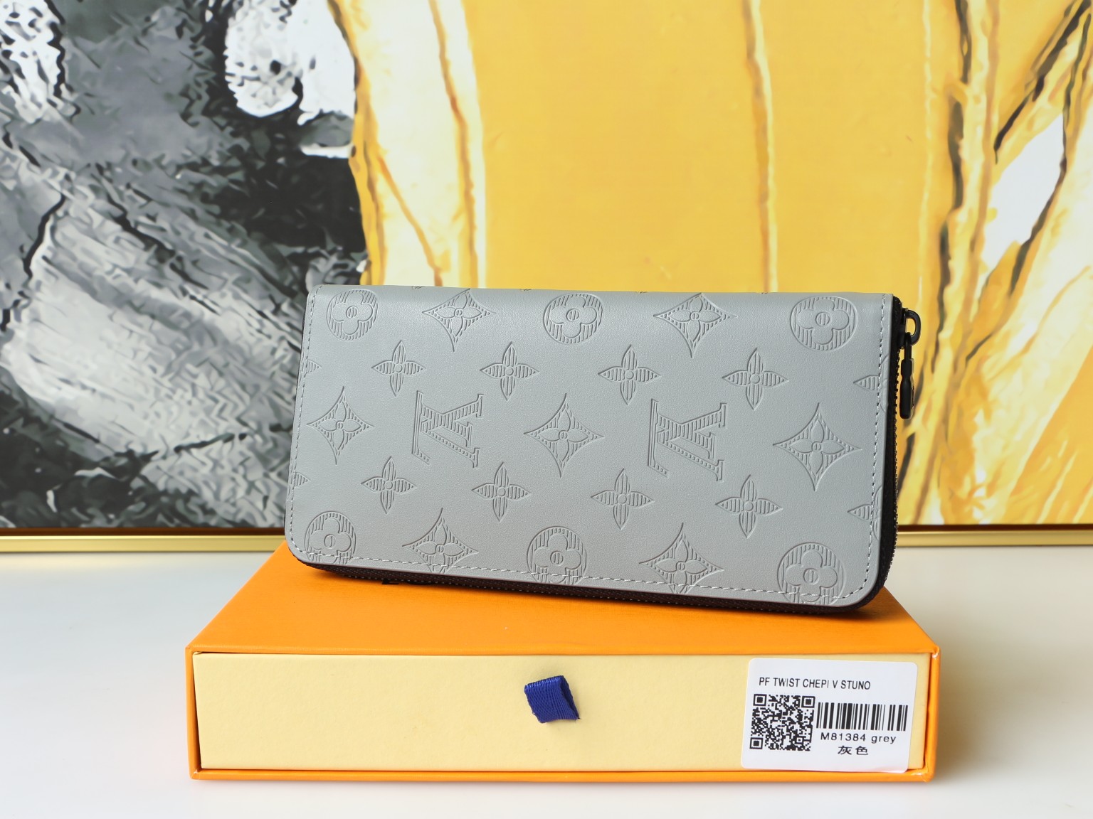 Genuine leather zip-around wallet exterior