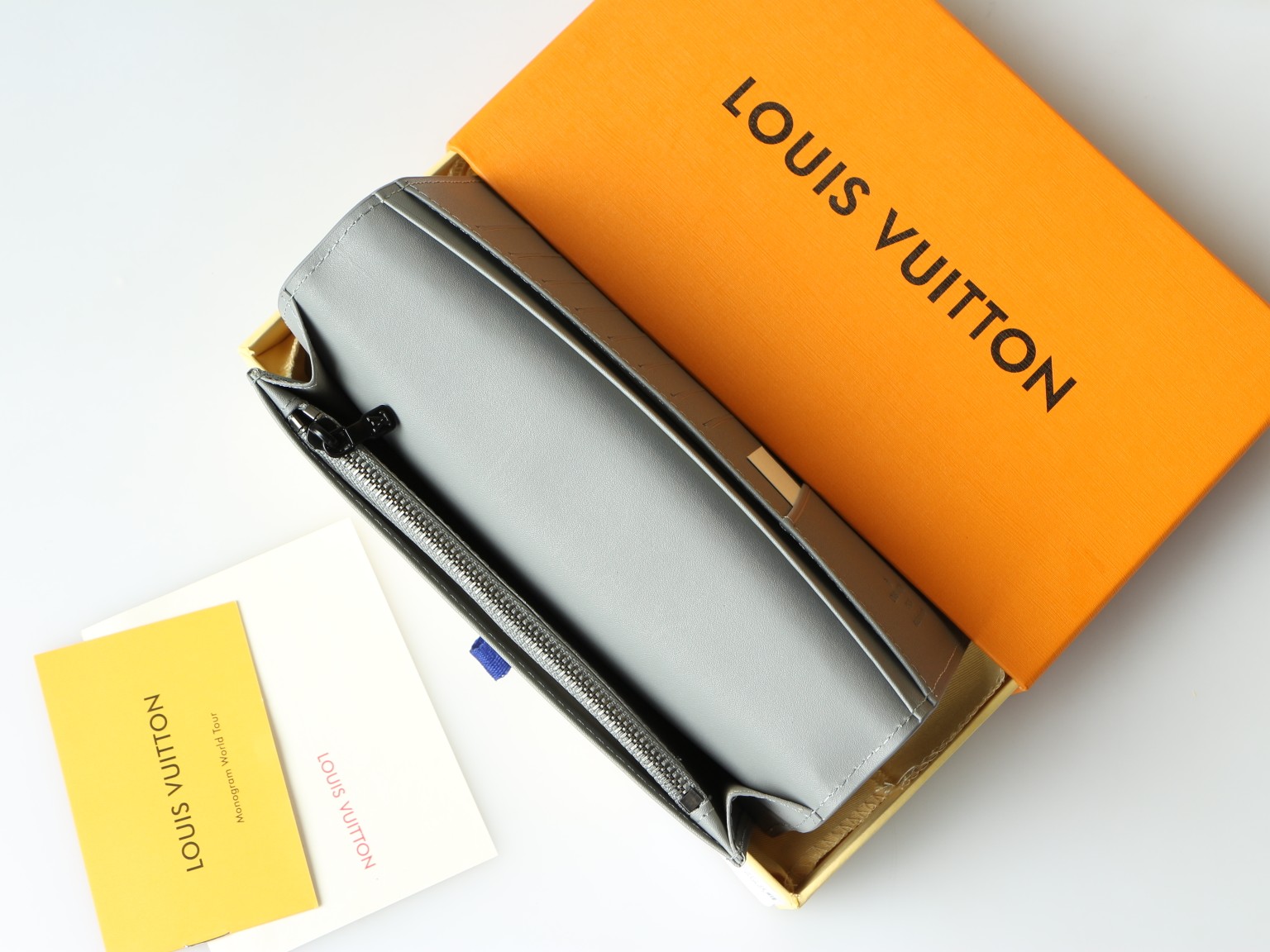 Premium leather wallet close up stitching