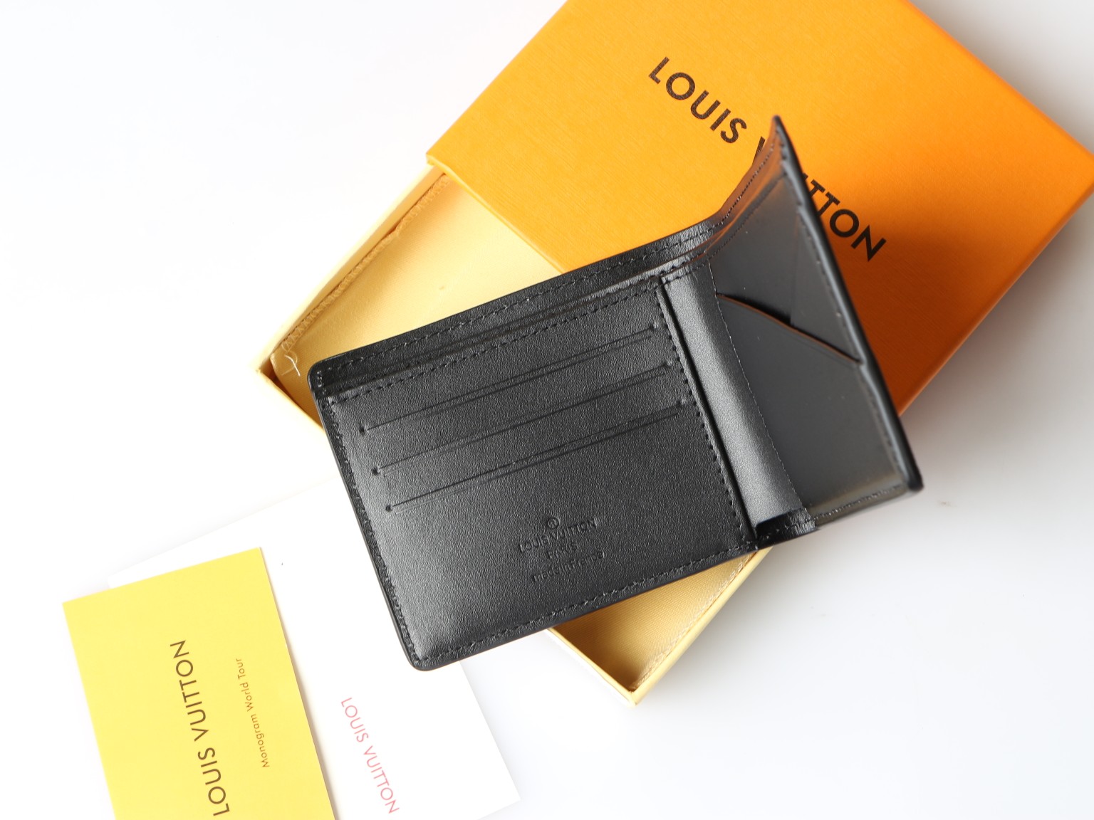Premium leather bifold wallet in pocket