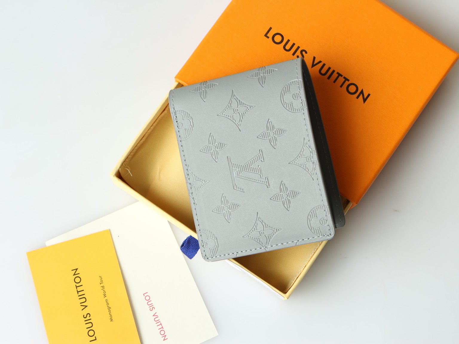 Leather wallet interior details, compartments