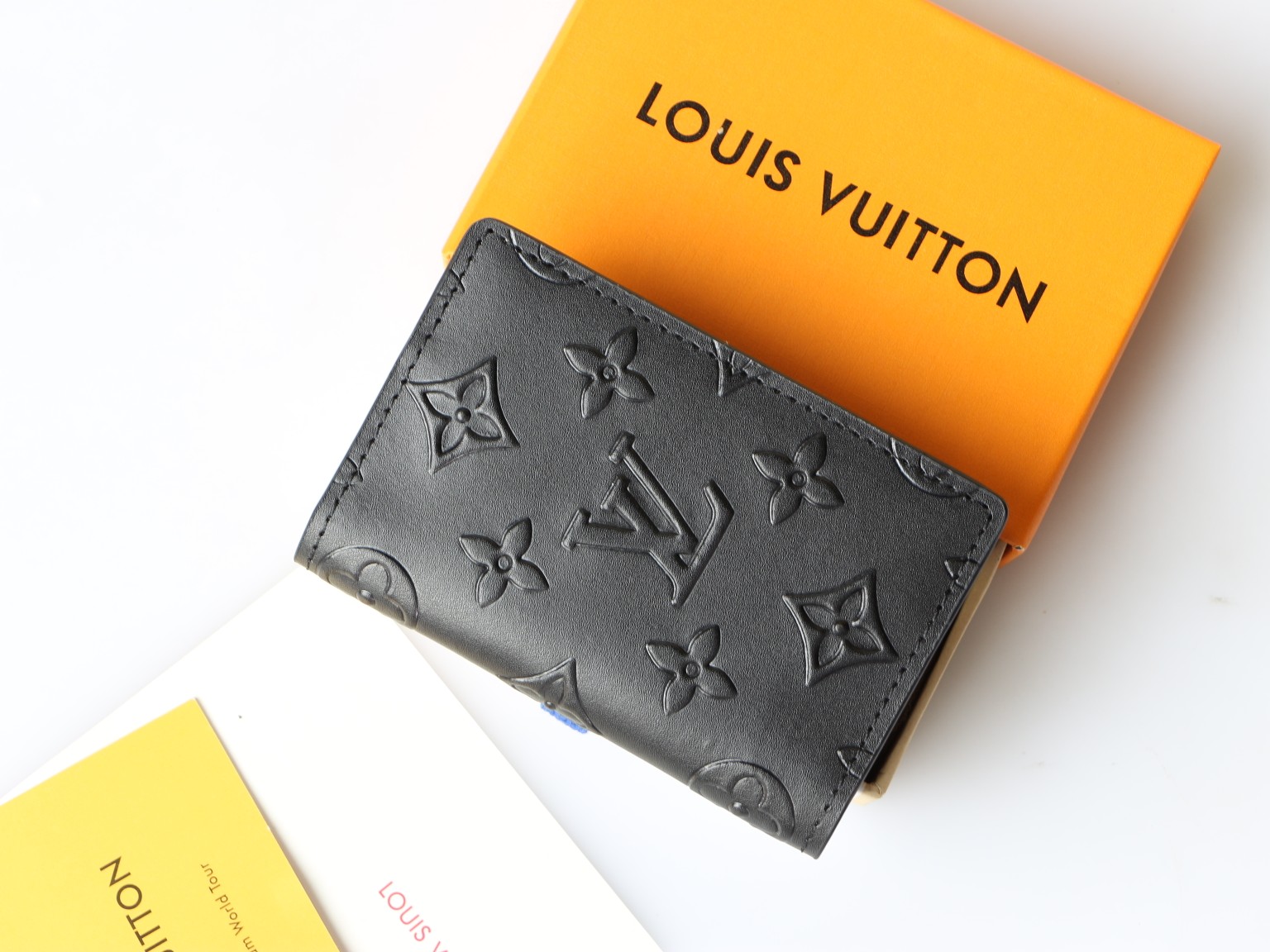 Genuine leather card holder front view