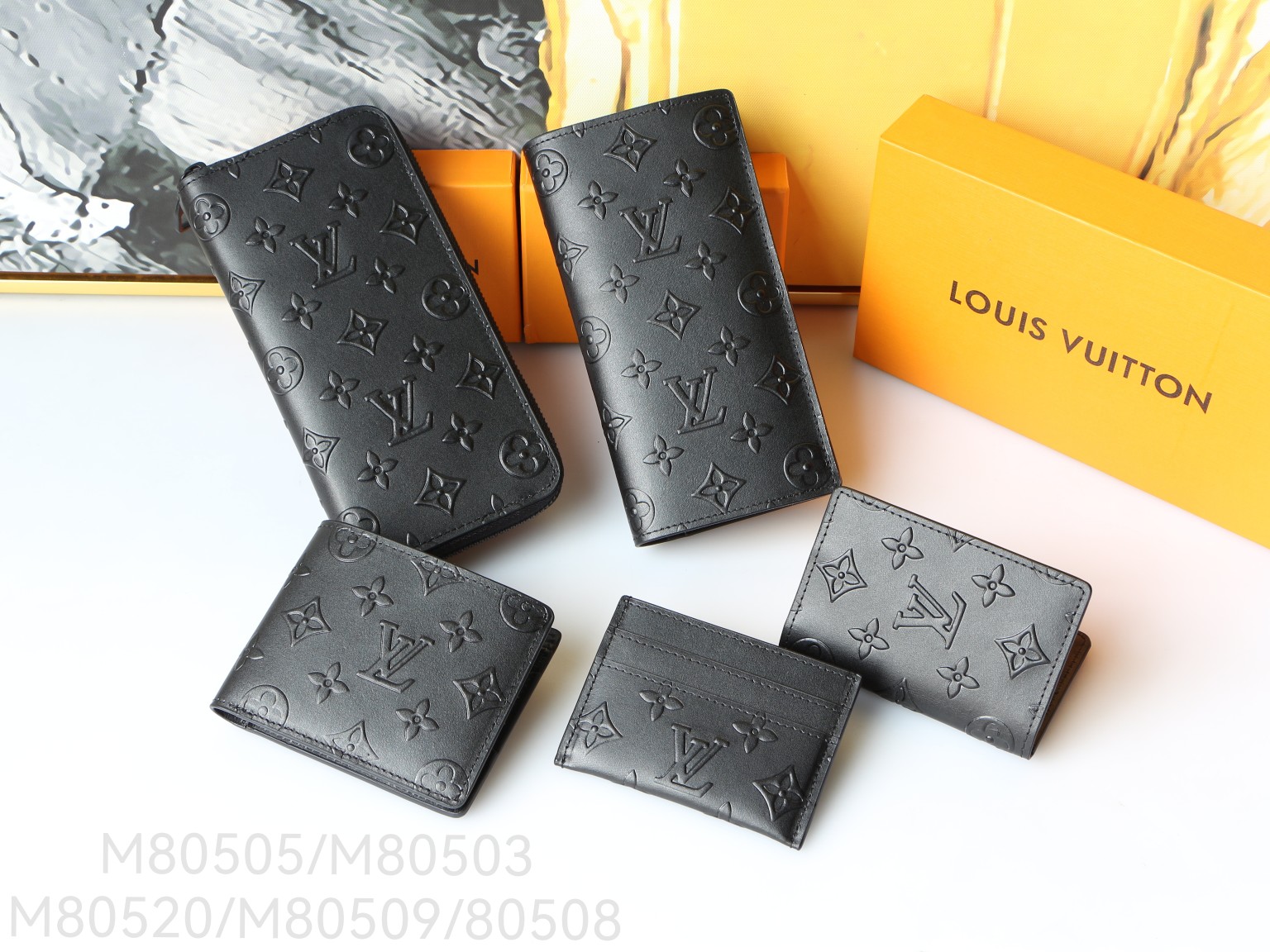 Luxury leather accessories set, front view, showcasing the collection's elegant design.
