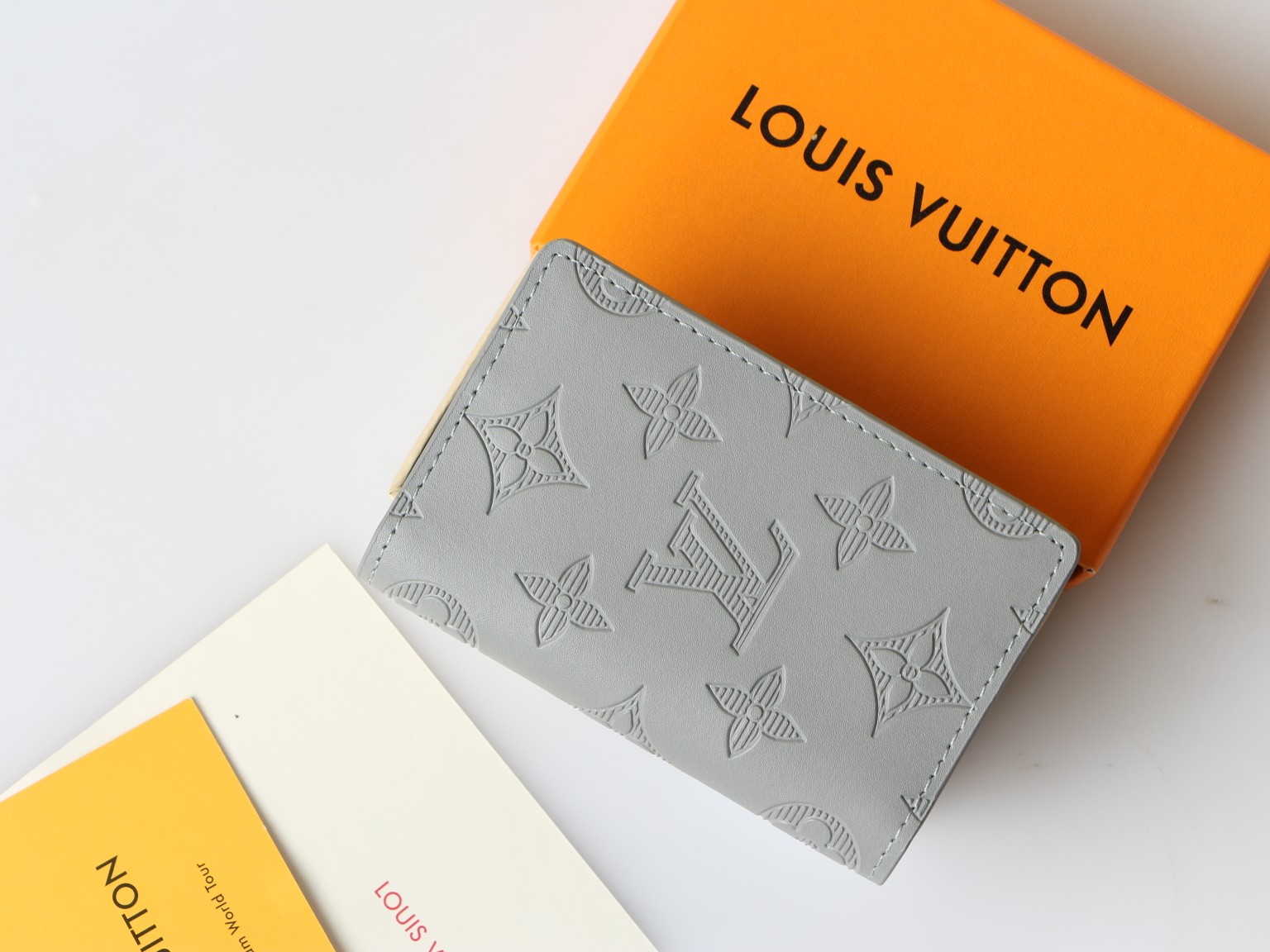 Genuine leather card holder close-up of premium leather