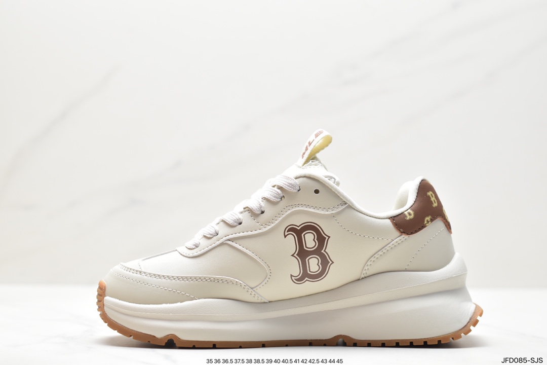 Korea Limited Release NY Yankees Limited x MLB Big Ball Chunky Mesh Thick-soled Daddy Jogging Shoes ”Mesh Ivory Black NY Print” 3ASHCRB3N (GP007)