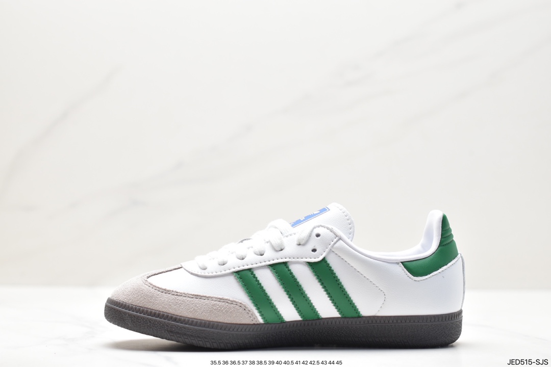 Adidas Originals Samba Vegan OG Samba Sneakers ”Leather Black and White Light Gray Caramel Bottom Eco-friendly Logo” IG1024