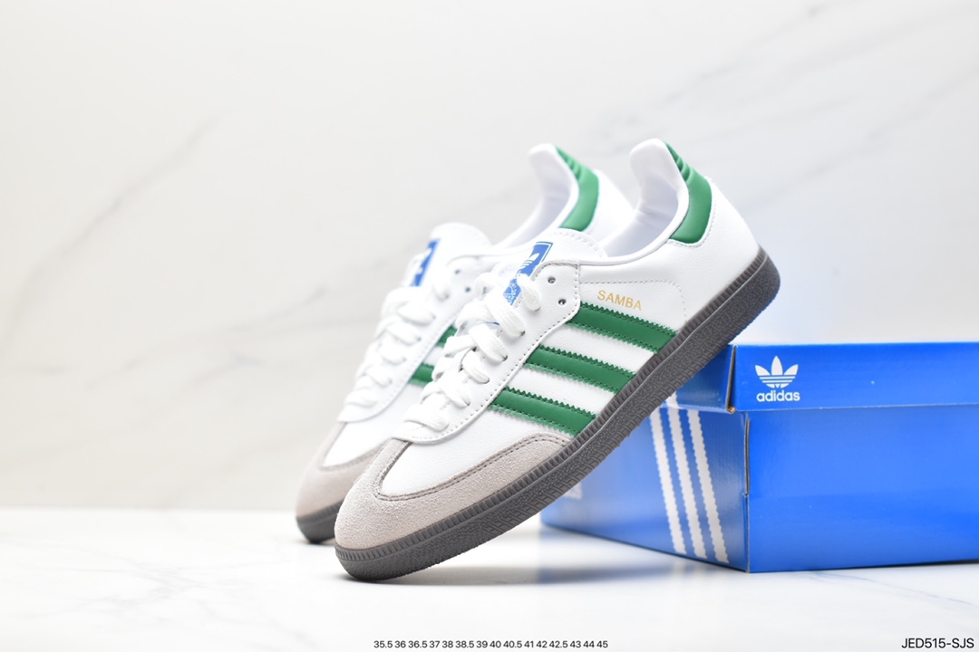 Adidas Originals Samba Vegan OG Samba Sneakers ”Leather Black and White Light Gray Caramel Bottom Eco-friendly Logo” IG1024