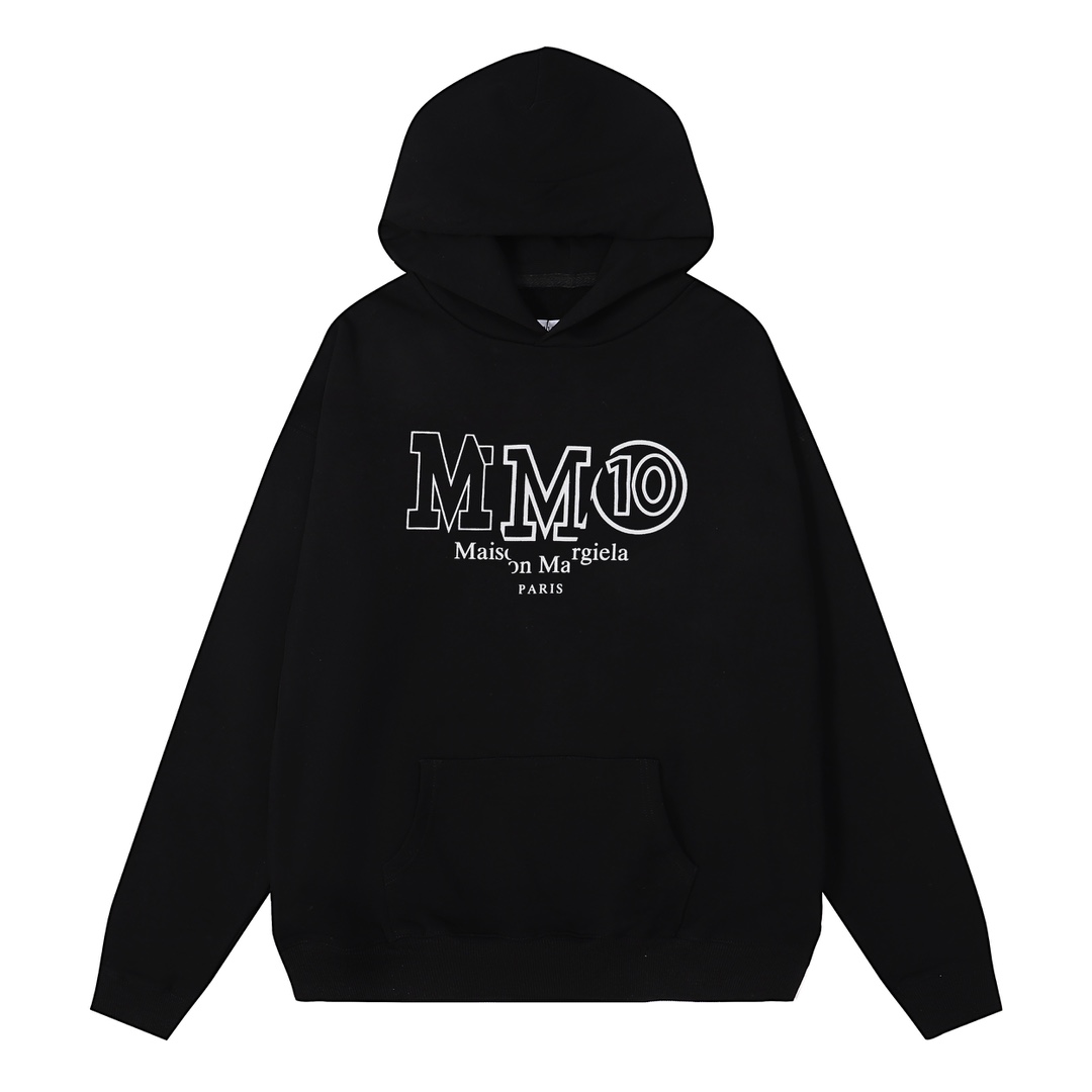 Maison Margiela Impeccable
 Vêtements Sweats À Capuche Meilleure réplique
 Noir Blanc Imprimé Unisexe Top à capuche