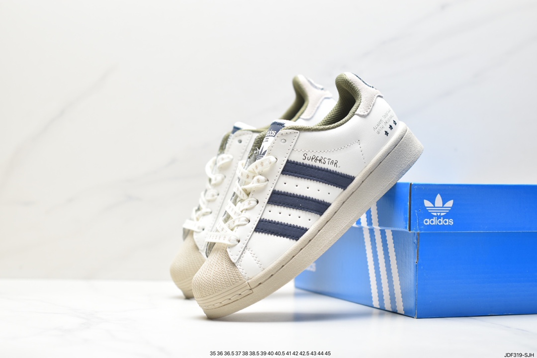 Adidas Originals Superstar ”Sail/Green/Lace” shell toe sneakers IG3852