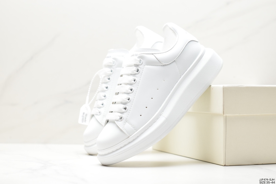 Italian luxury brand Alexander McQueen Sole Leather Sneakers low-top white shoes 553770 WHGP790 9063