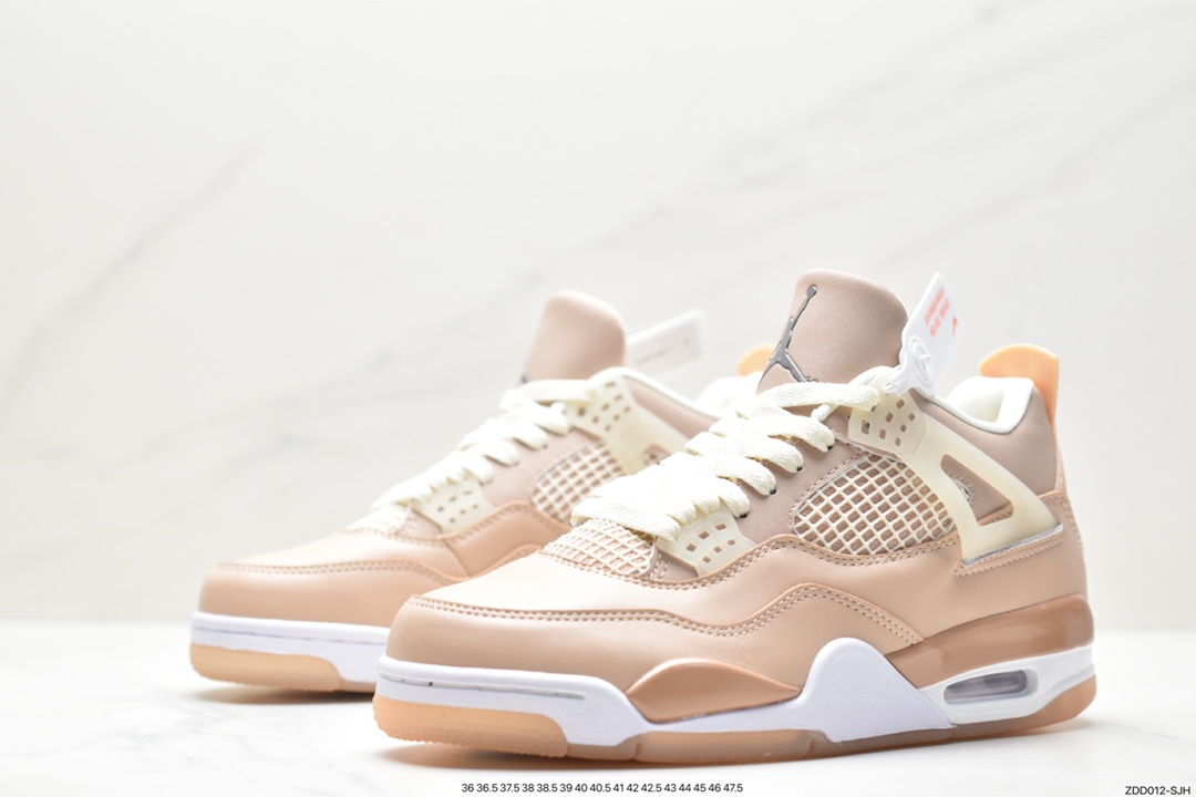 Nike Wmns Air Jordan 4 Retro GS ”Linen” Michael Jordan AJ4 mid-top retro casual sports culture basketball shoes ”White Khaki” DJ0675-200