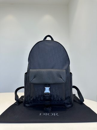 Dior Bags Backpack Black Silver Embroidery Unisex All Steel Calfskin Canvas Cowhide Nylon Oblique