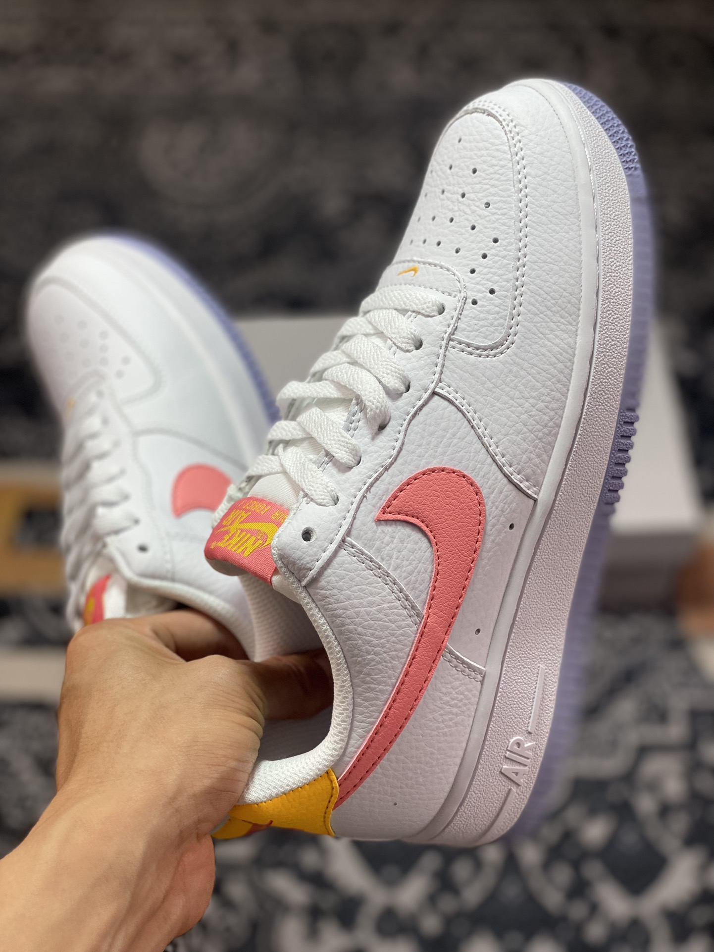 Nike Air Force 1'07 Low ”Big Kids” Air Force One series classic low-top sneakers ”leather white orange pink purple” DV7762-100