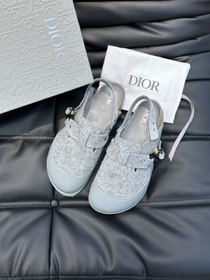 Dior Shoes Mules Sandals Grey Unisex Calfskin Cowhide Frosted Rubber Oblique Casual