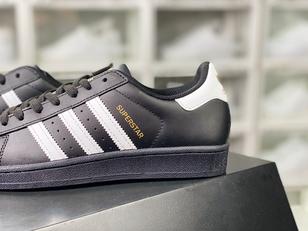 / Adidas Originals Superstar ”Black/White/Gold” classic shell head series low-top sneakers ”19 old version black and white gold label” B27140