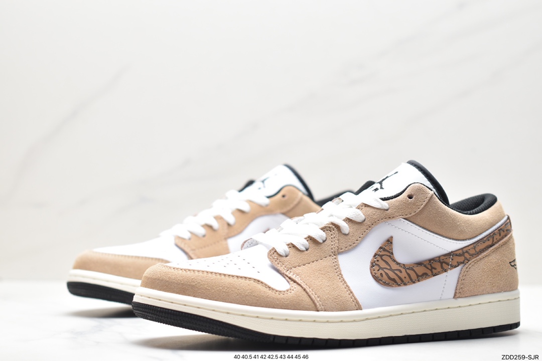 Air Jordan 1 Low AJ1 Joe 1 white and yellow cracked low-top cultural casual sneakers DZ4130-201