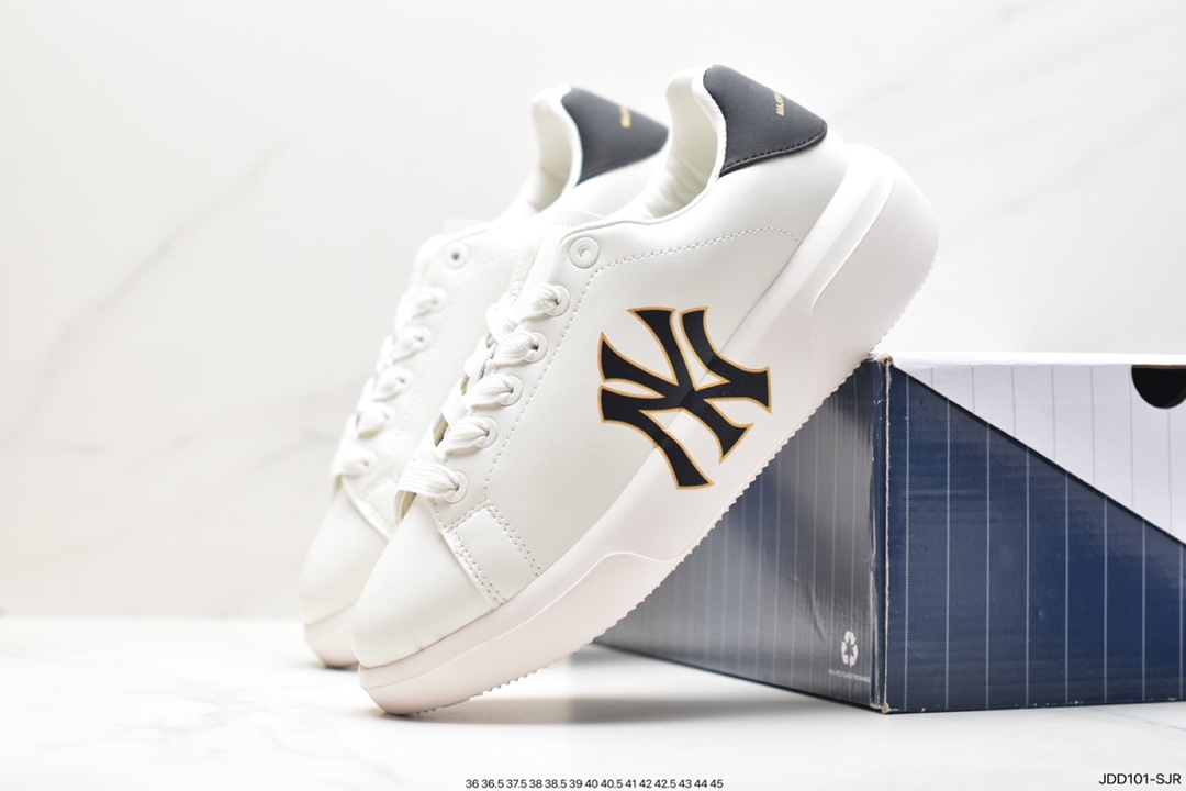 MLB Chunky Liner New York Yankees Senior Shoes Series Low-top Jogging Shoes ”Leather White Black NY Print”