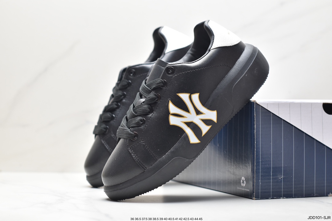 MLB Chunky Liner New York Yankees Senior Shoes Series Low-top Jogging Shoes ”Leather White Black NY Print”