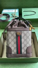 Gucci Ophidia Bucket Bags Brown PVC