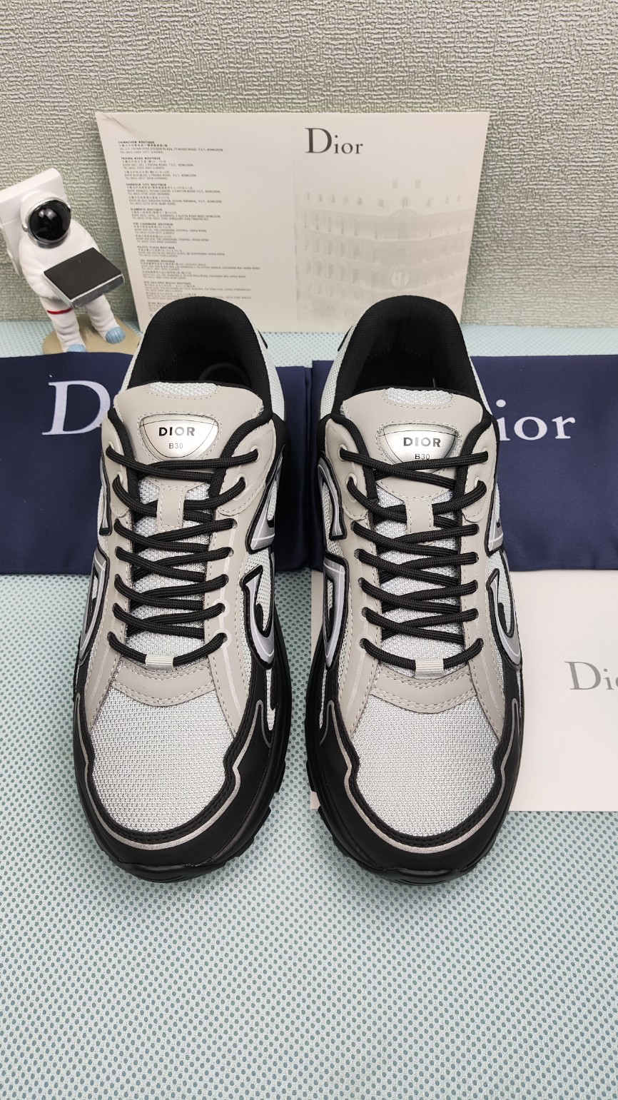 Dior Schwarz Weiß Gravur Rindsleder Gewebe Kautschuk Fashion Low Tops