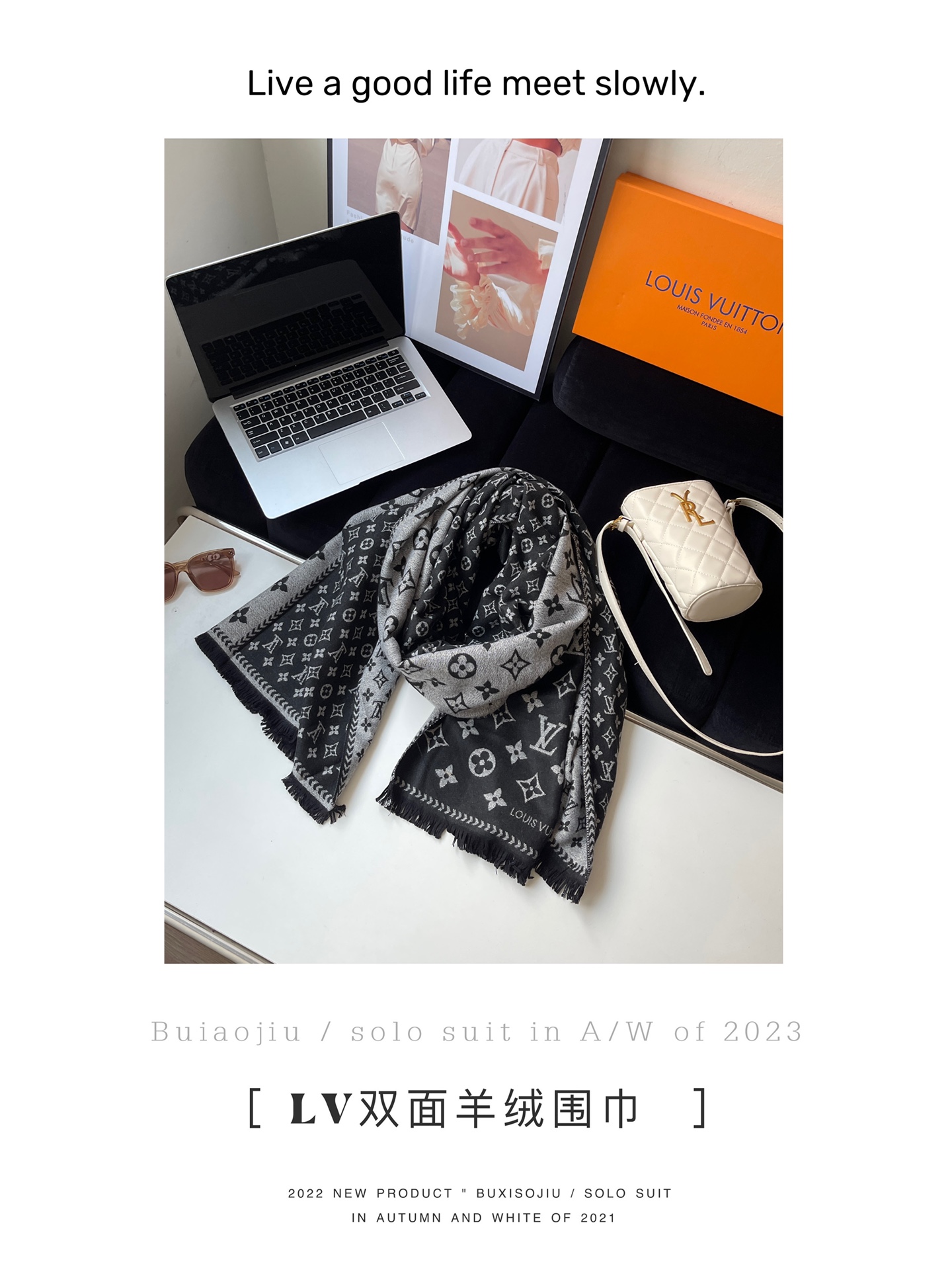 Louis Vuitton Haute Couture Silk Twill Scarf Shawl Ref