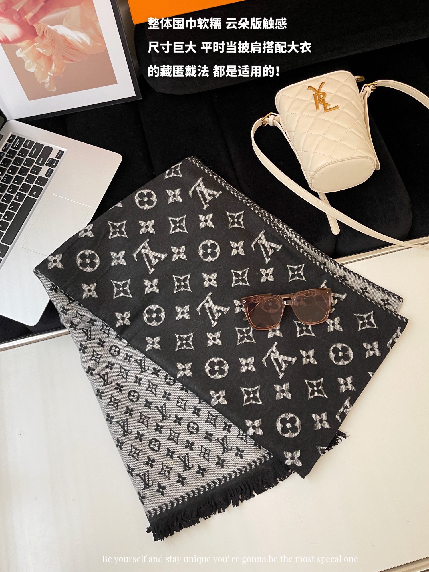 Louis Vuitton Haute Couture Silk Twill Scarf Shawl Ref.90D76912 3