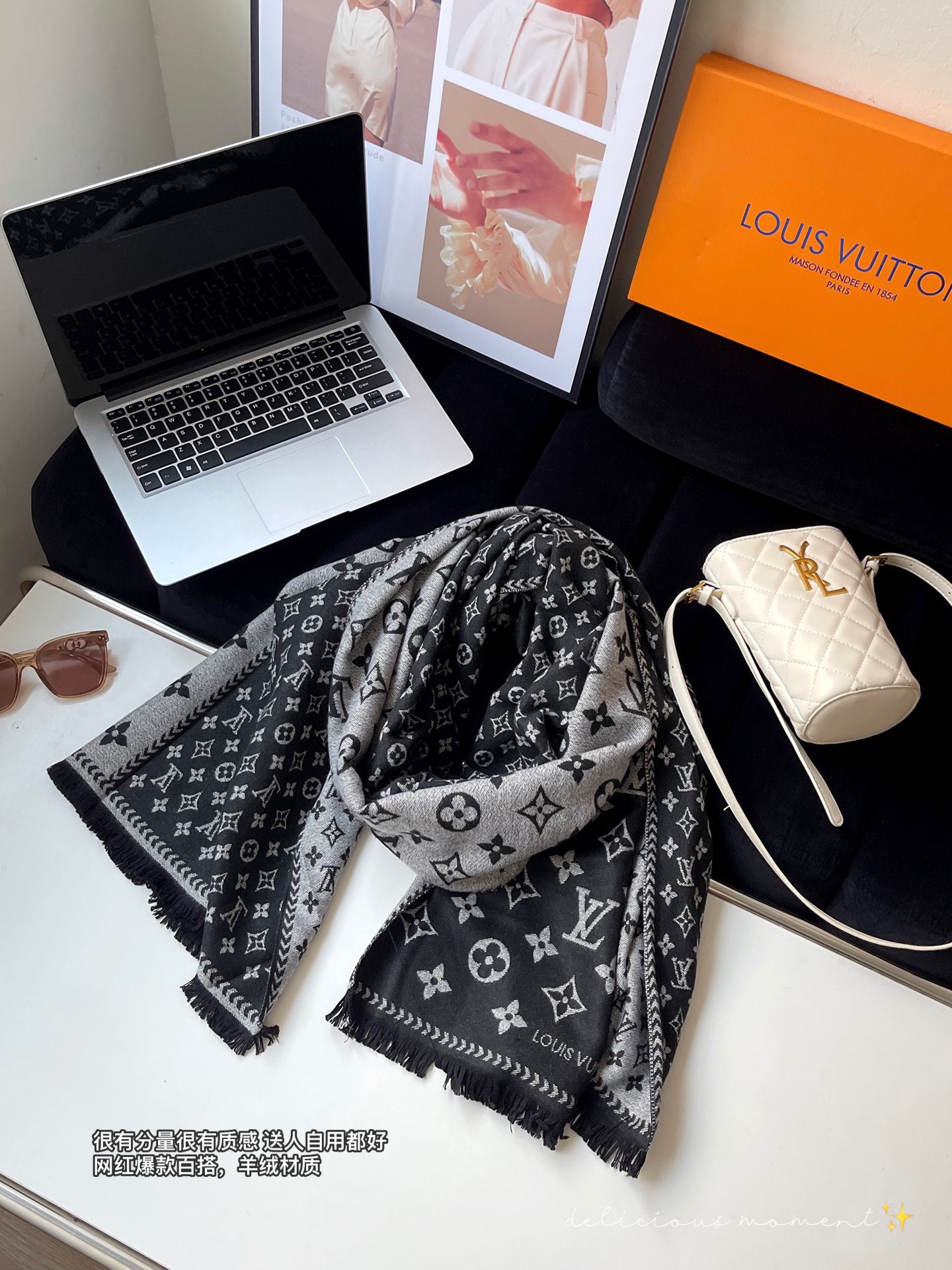 Louis Vuitton Haute Couture Silk Twill Scarf Shawl Ref.90D76912 4
