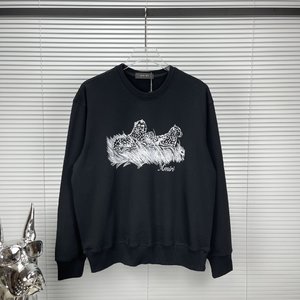 Amiri Clothing Sweatshirts Black White Printing Unisex Fashion