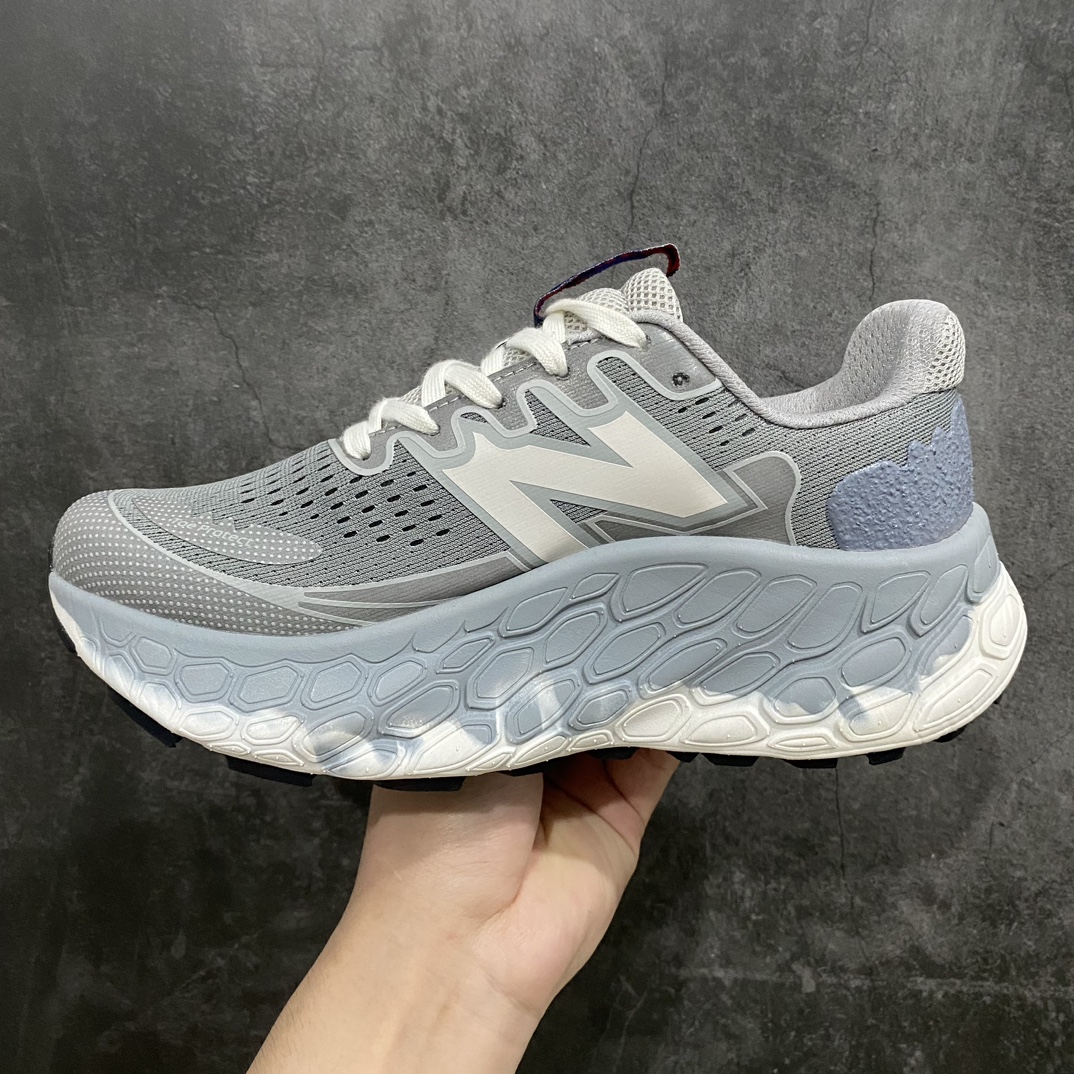 【】New Balance NB Fresh Foam Mroe Trail V3 Thick-soled Cross-country Running Shoes Silver Gray MTMORNM1