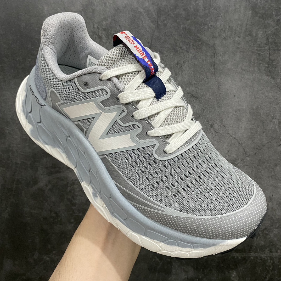 【】New Balance NB Fresh Foam Mroe Trail V3 Thick-soled Cross-country Running Shoes Silver Gray MTMORNM1