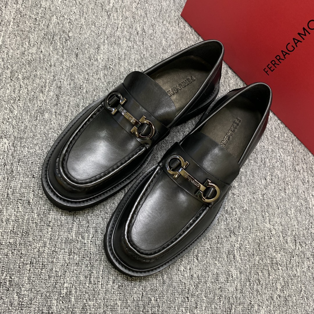Ferragamo Men's Black Leather Loafers with Thick Sole, Sizes 39-44 4 i1692397752 2392 2