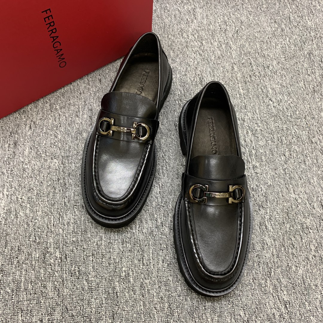 Ferragamo Men's Black Leather Loafers with Thick Sole, Sizes 39-44 3 i1692397752 3602 1