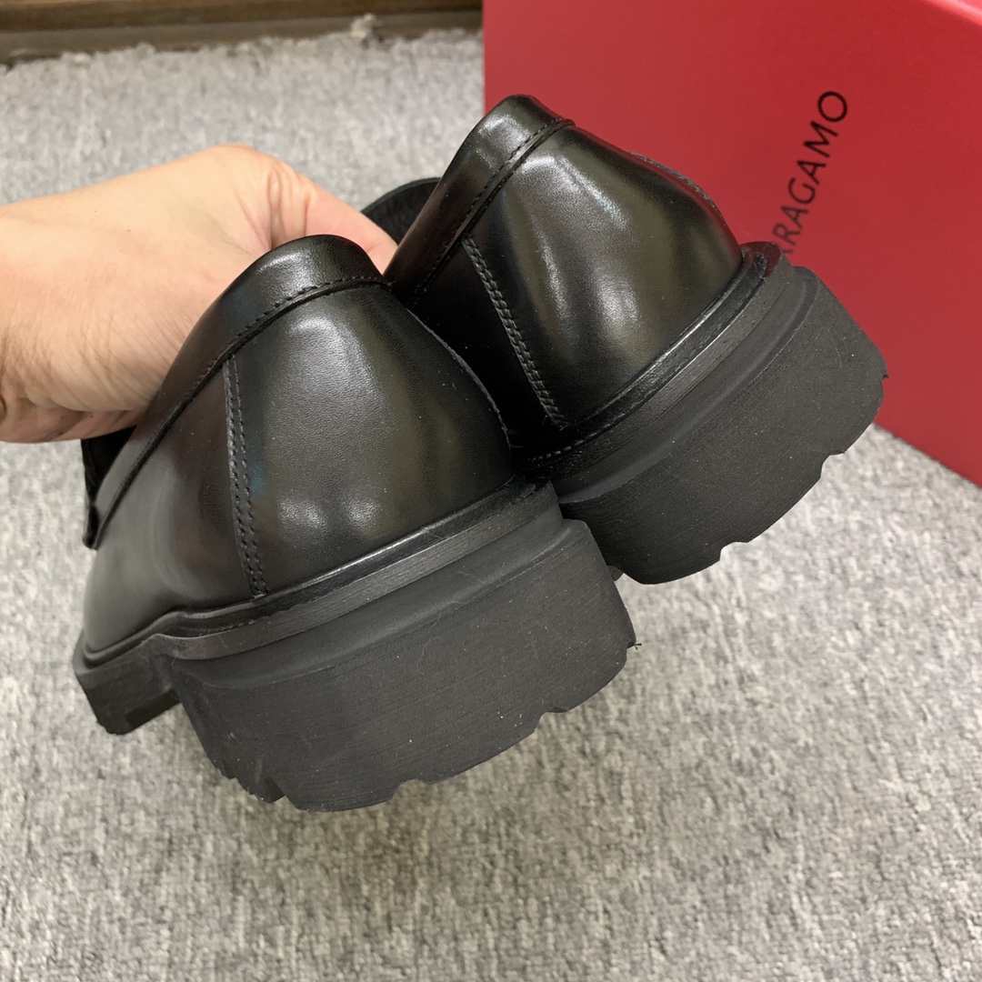 Ferragamo Men's Black Leather Loafers with Thick Sole, Sizes 39-44 10 i1692397752 6823 8
