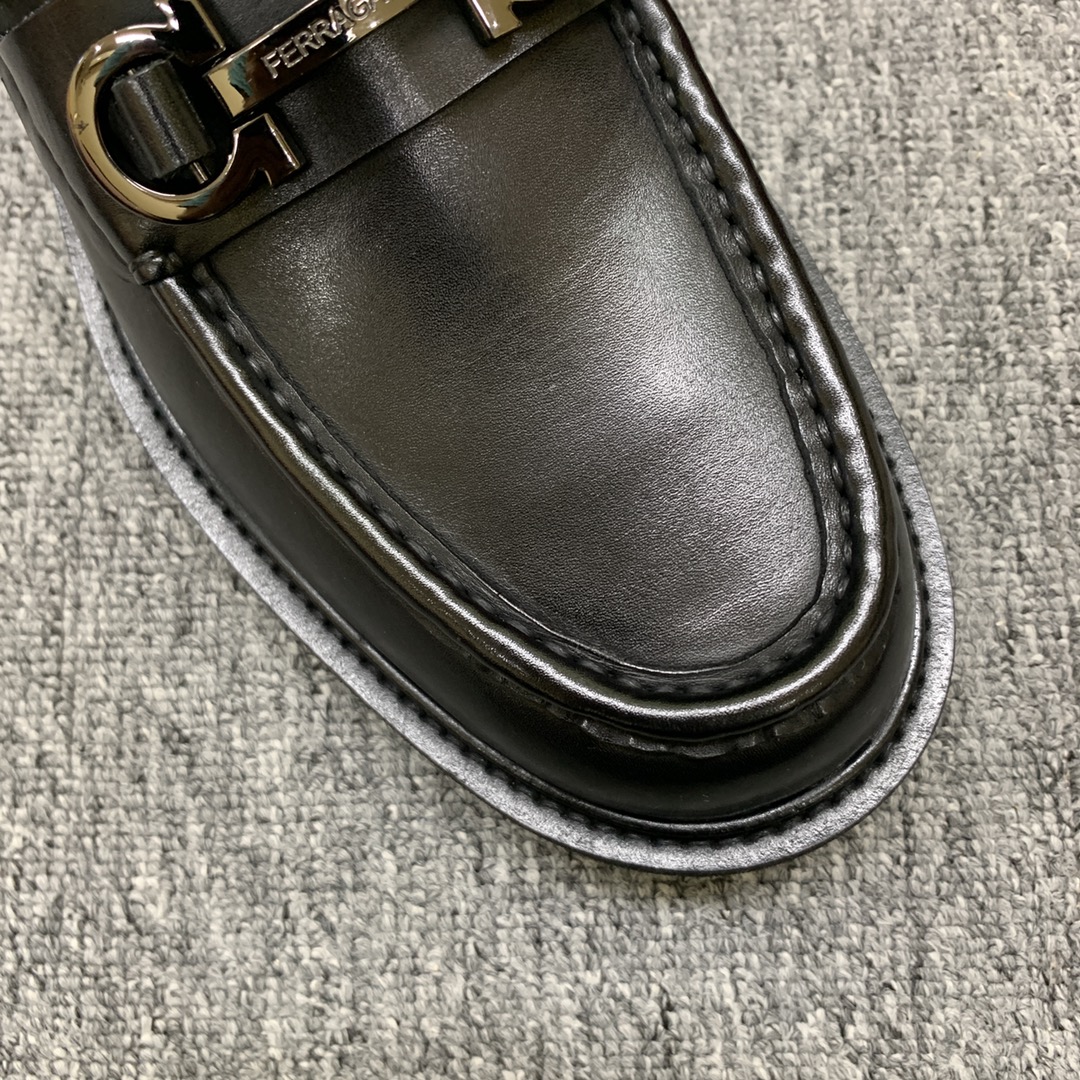 Ferragamo Men's Black Leather Loafers with Thick Sole, Sizes 39-44 9 i1692397752 7193 7