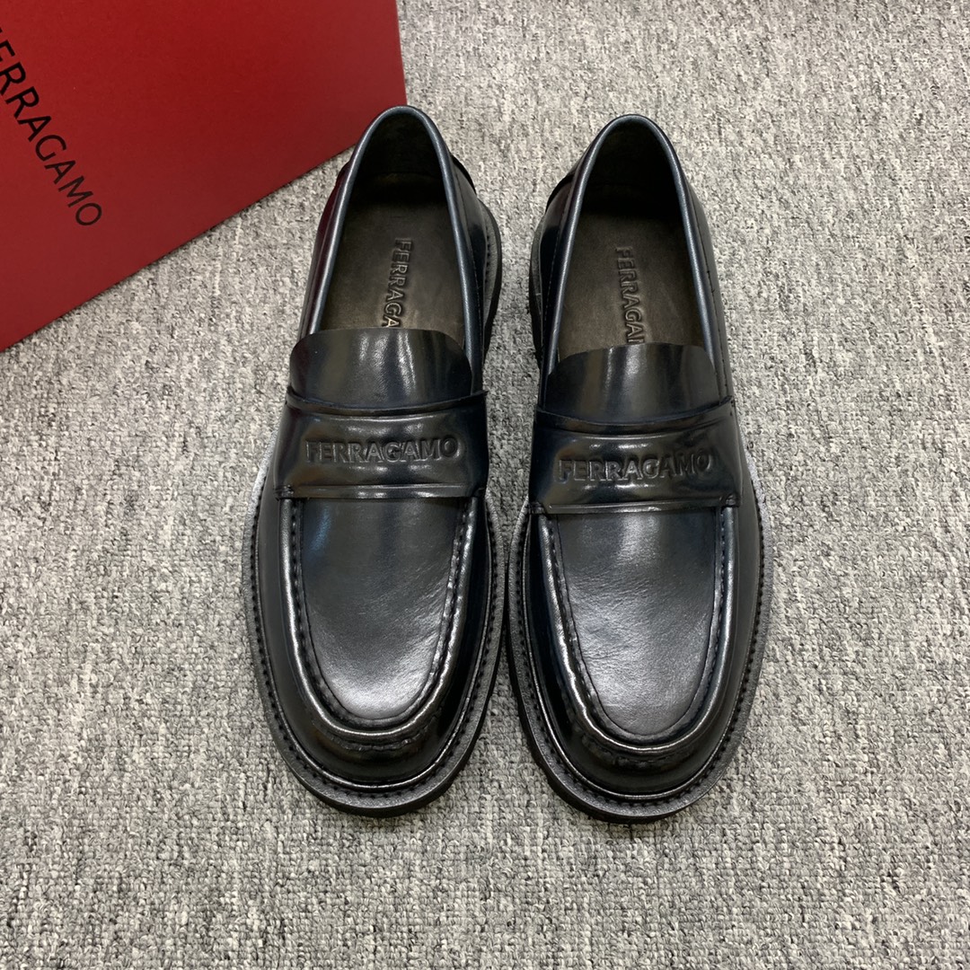 Ferragamo Men's Black Leather Loafers Round Toe Shoes Size 39-44 1 Ferragamo Men's Black Leather Loafers Round Toe Shoes Size 39-44