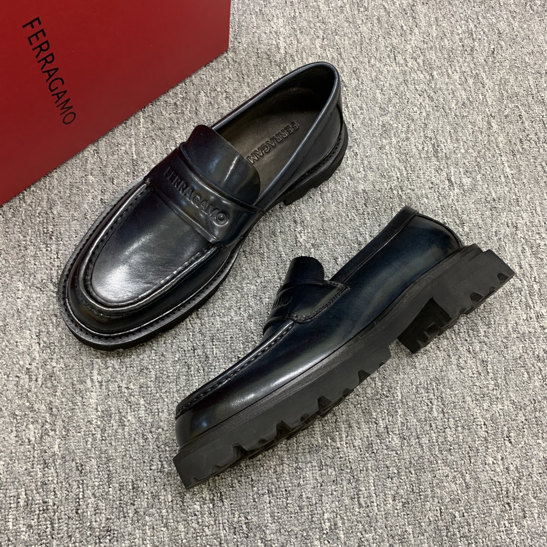 Ferragamo Men's Black Leather Loafers Round Toe Shoes Size 39-44 7 i1692398017 9258 5