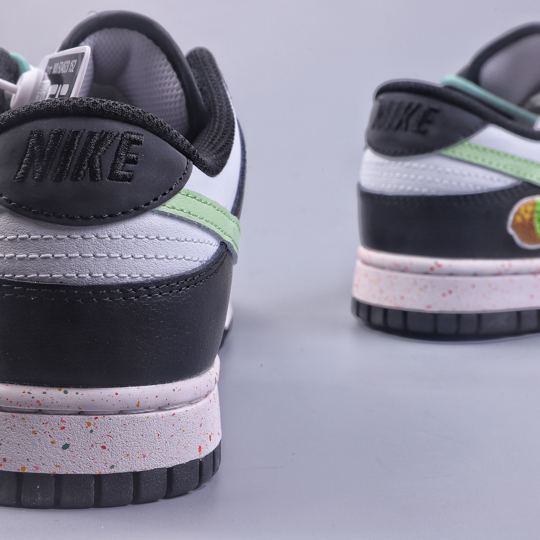 CS Nk Dunk Low ”Multi Color” black, white and green vibrant three-hook custom version deconstructed lace-up casual sneakers FD4623-152