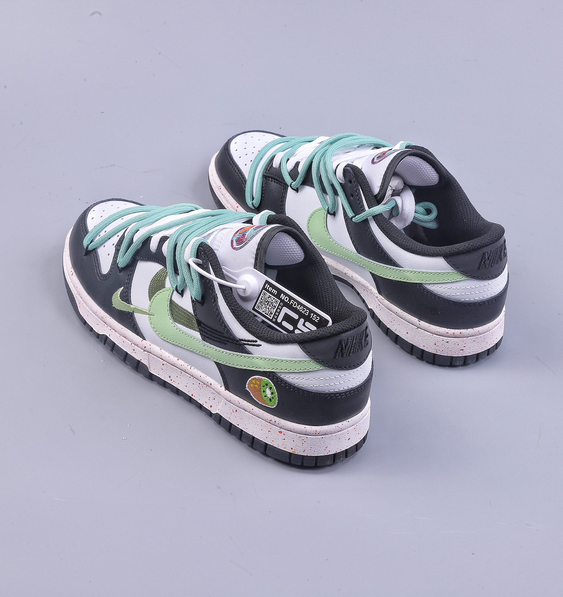 CS Nk Dunk Low ”Multi Color” black, white and green vibrant three-hook custom version deconstructed lace-up casual sneakers FD4623-152