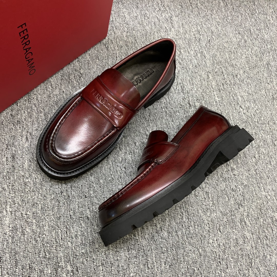 Salvatore Ferragamo Men's Leather Loafers Round Toe Thick Sole Size 39-44 7 i1692398103 2688 5