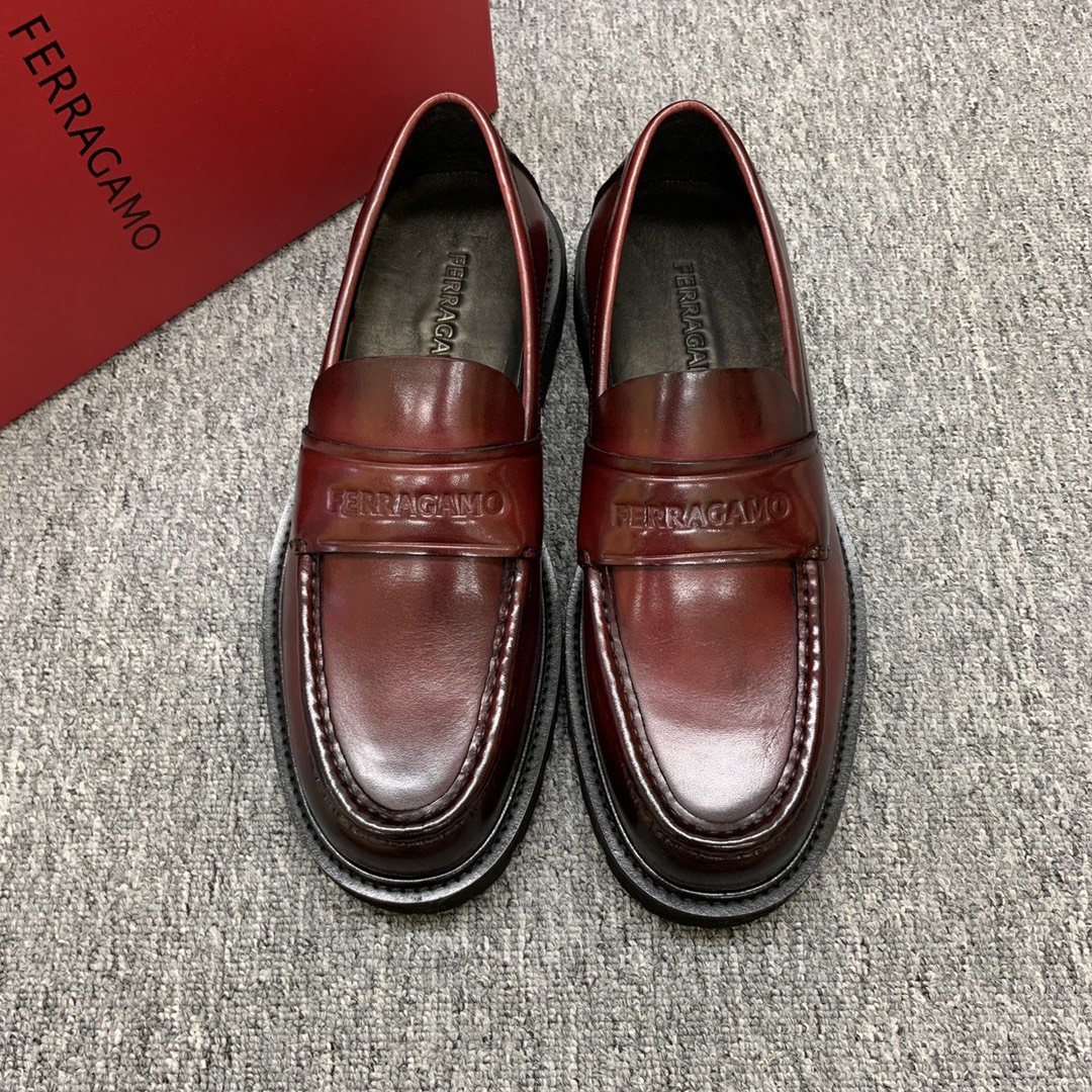 Salvatore Ferragamo Men's Leather Loafers Round Toe Thick Sole Size 39-44 2 i1692398103 6742 0
