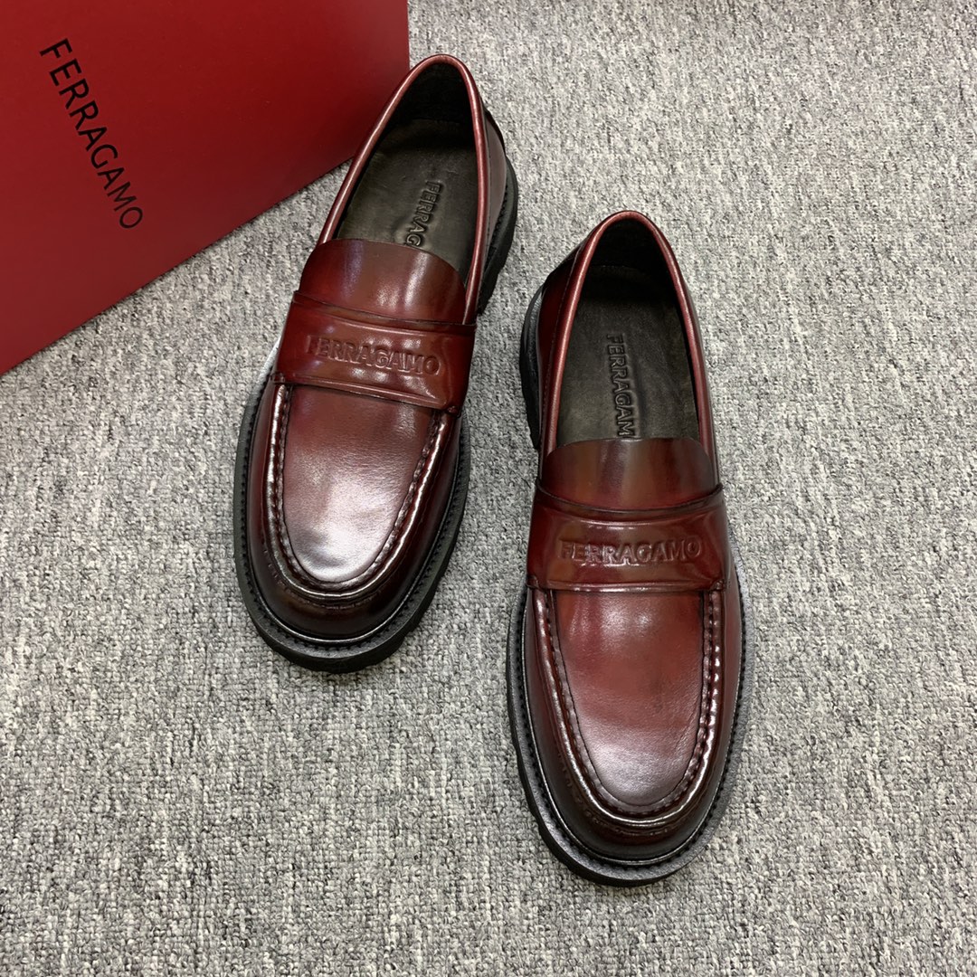 Salvatore Ferragamo Men's Leather Loafers Round Toe Thick Sole Size 39-44 3 i1692398103 7493 1