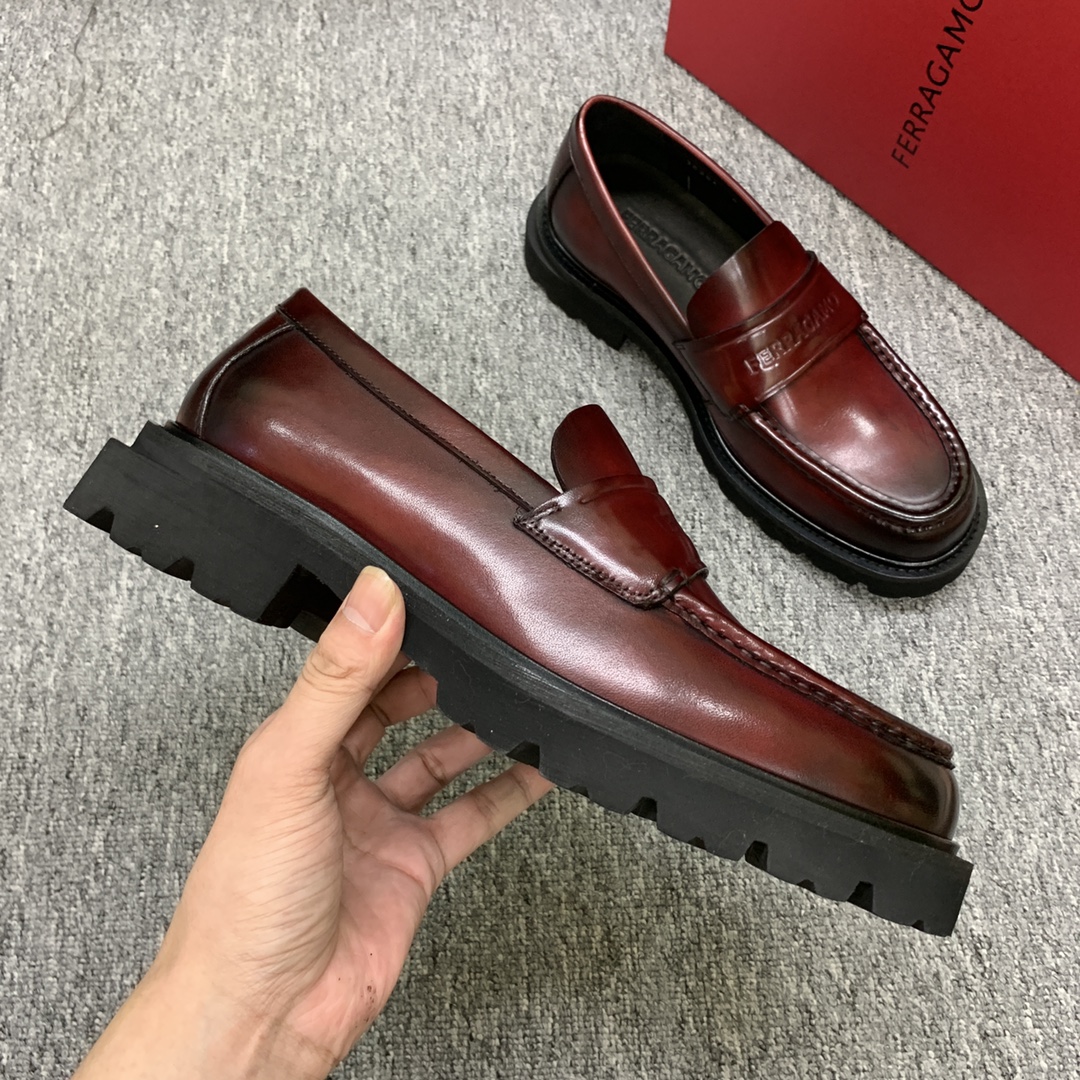 Salvatore Ferragamo Men's Leather Loafers Round Toe Thick Sole Size 39-44 6 i1692398103 9133 4