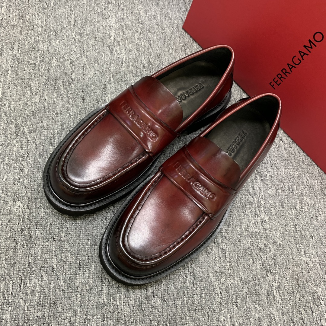 Salvatore Ferragamo Men's Leather Loafers Round Toe Thick Sole Size 39-44 4 i1692398103 9985 2