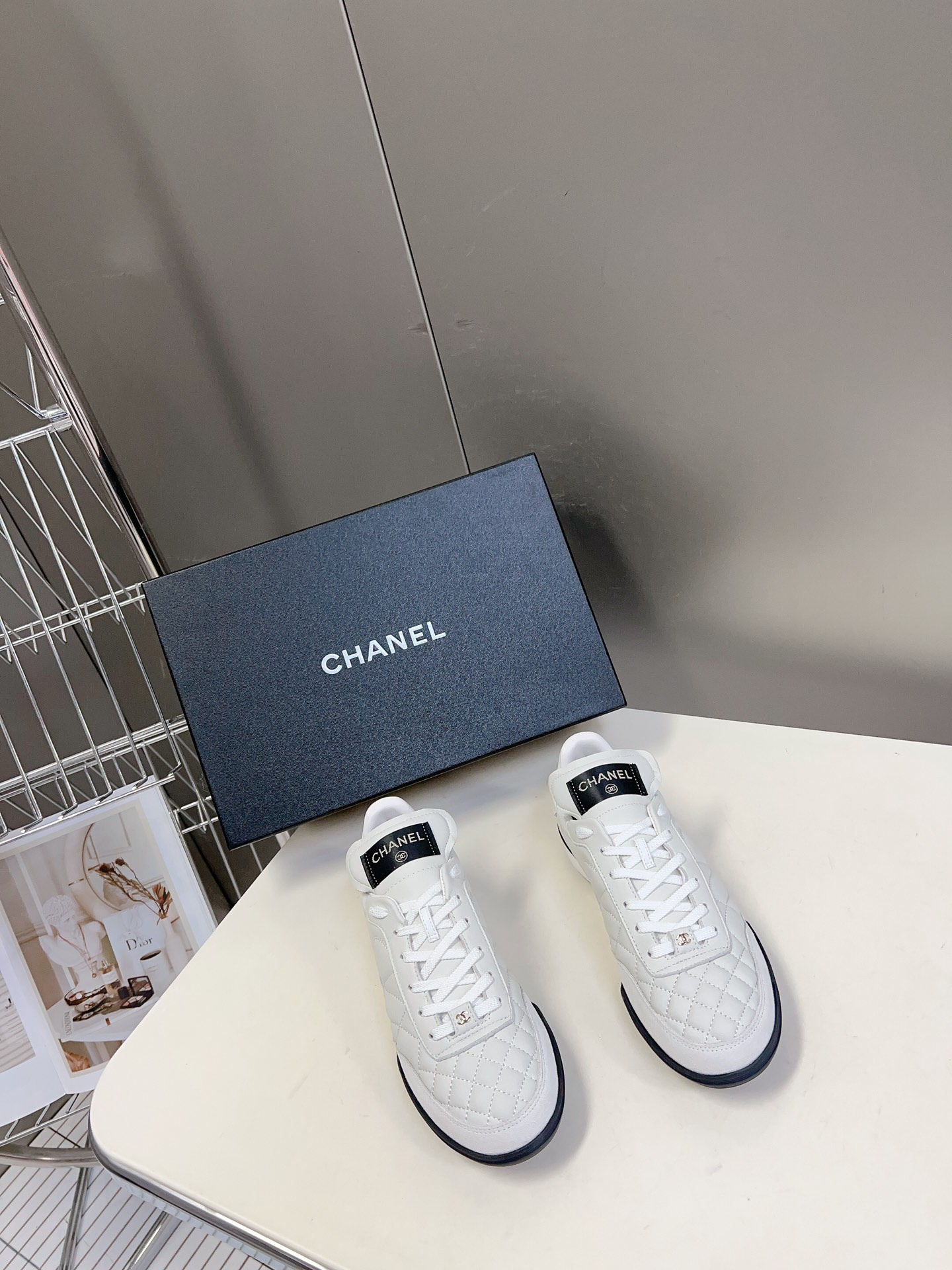 Shop
 Chanel Shoes Sneakers Top brands like
 Black White Women Lambskin Rubber Sheepskin Vintage Casual