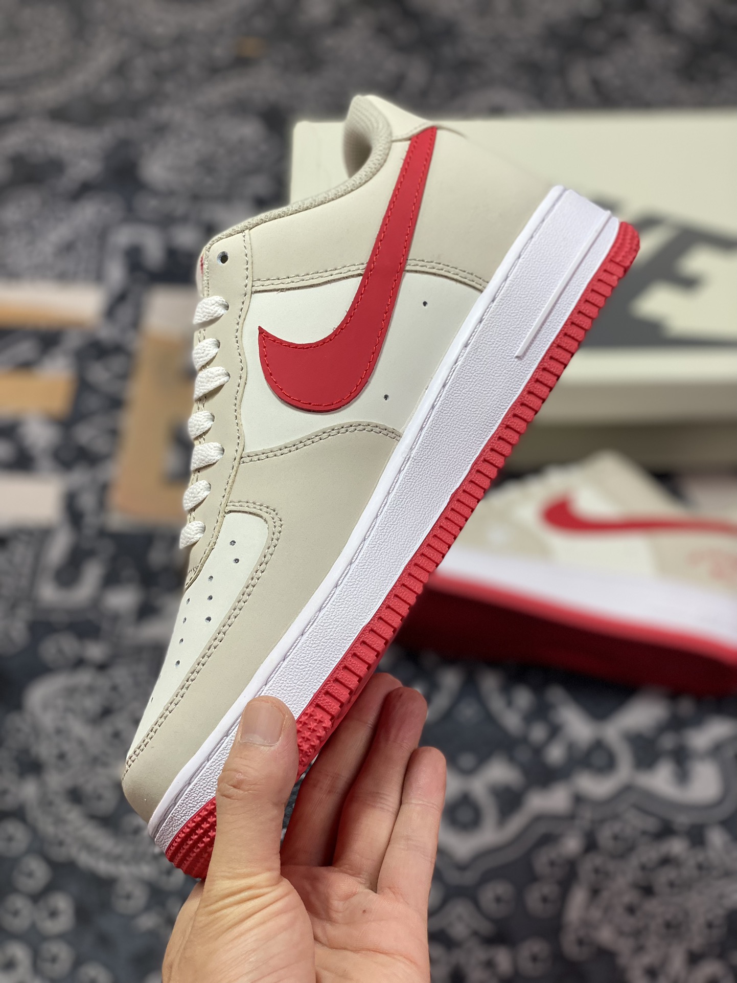 Nike Air Force 1 07 Low ”GUCCI” Air Force One classic low-top sneakers ”Light Khaki Red Valentine's Day Gucci” BS9055-722