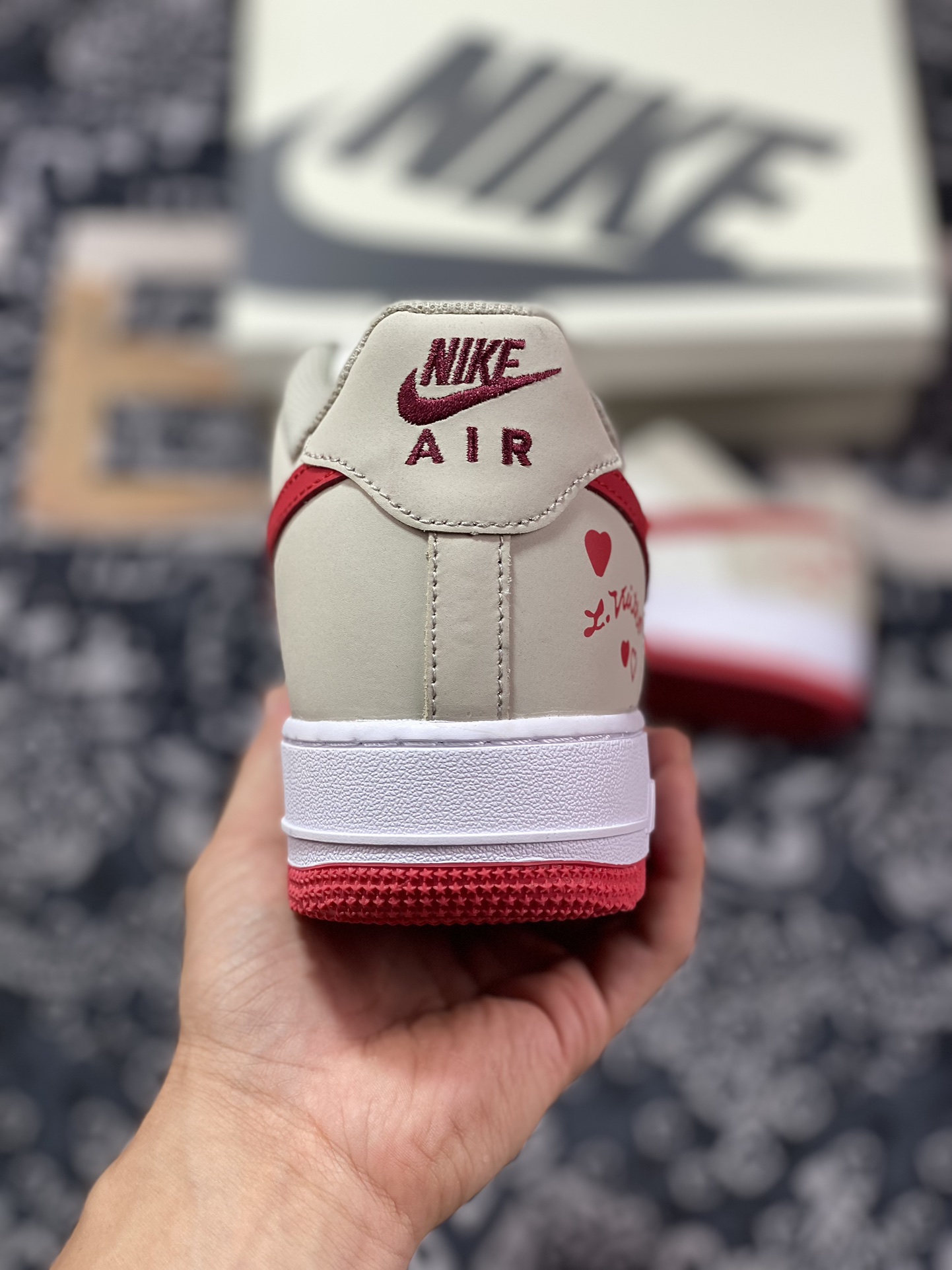 Nike Air Force 1 07 Low ”GUCCI” Air Force One classic low-top sneakers ”Light Khaki Red Valentine's Day Gucci” BS9055-722