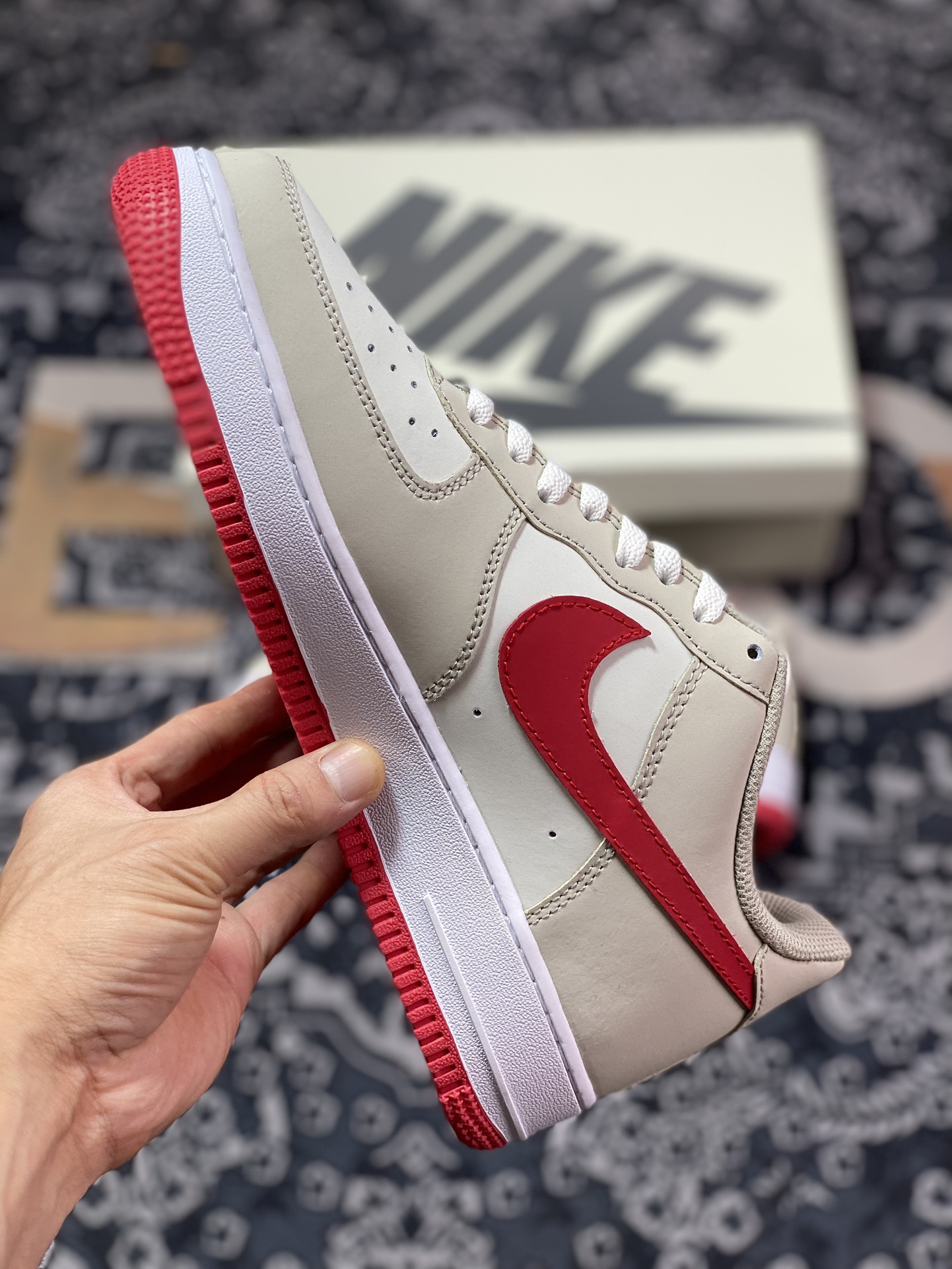 Nike Air Force 1 07 Low ”GUCCI” Air Force One classic low-top sneakers ”Light Khaki Red Valentine's Day Gucci” BS9055-722