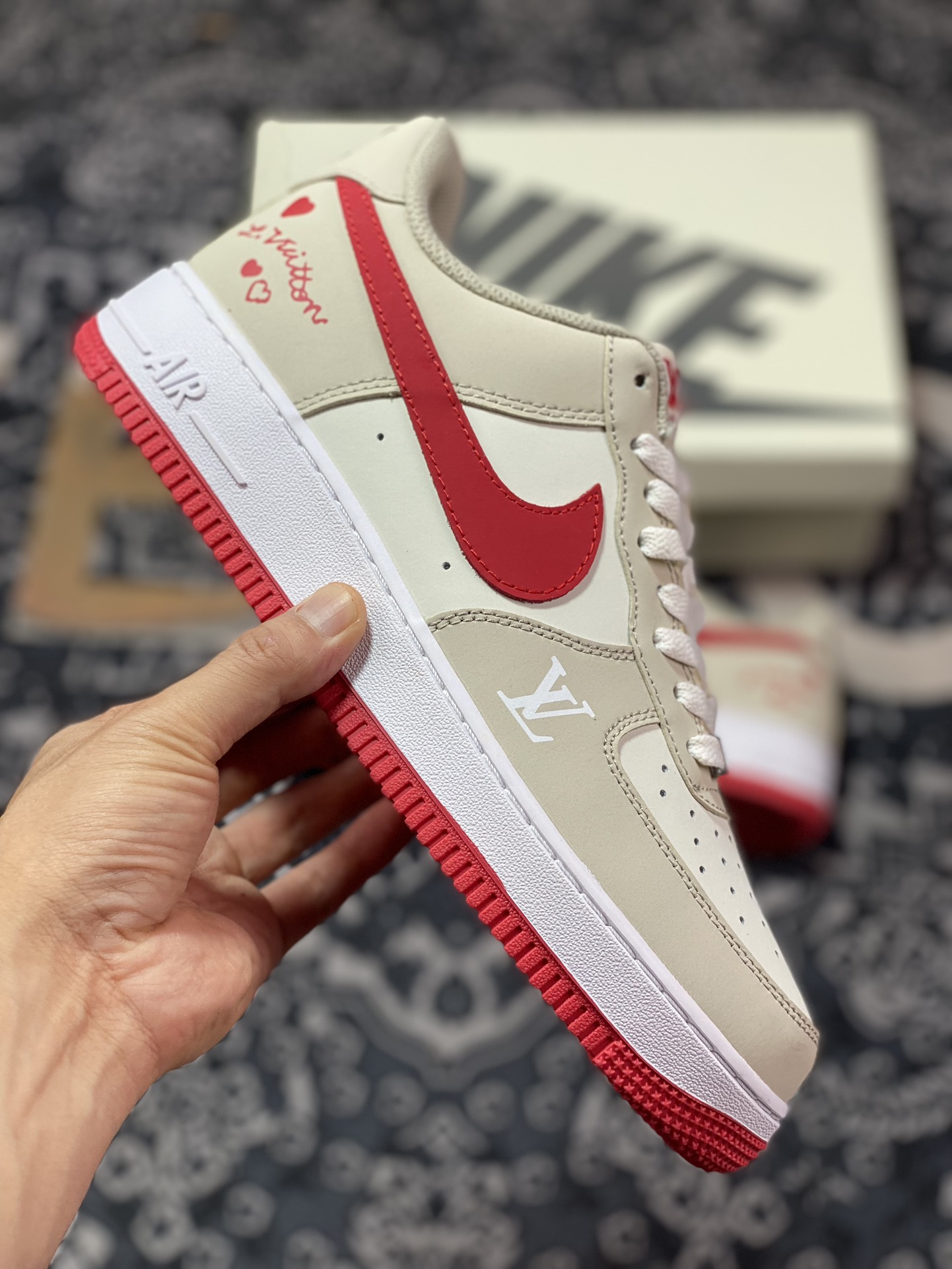 Nike Air Force 1 07 Low ”GUCCI” Air Force One classic low-top sneakers ”Light Khaki Red Valentine's Day Gucci” BS9055-722